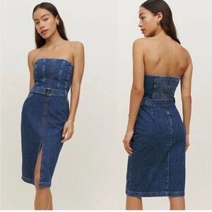 Reformation Eugenia strapless denim dress